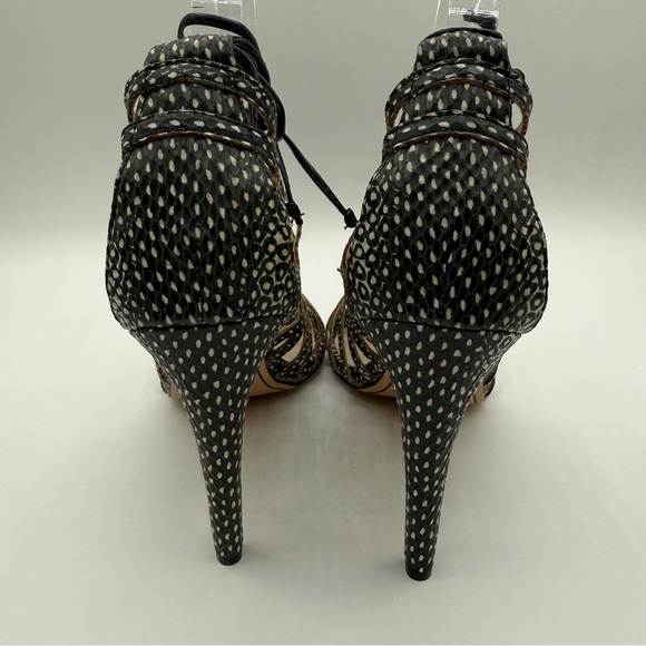 Dolce Vita Tessah Black & White Leather Lace-Up Heels Size 9.5 - Picture 4 of 14